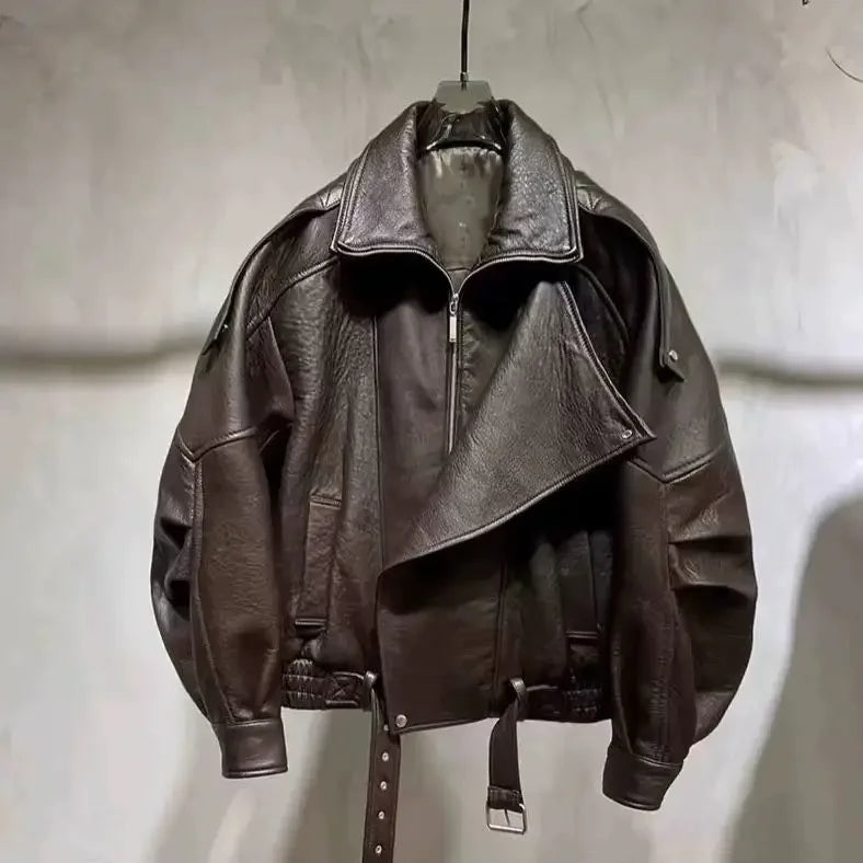 Luxury PU Moto Biker Leather Bomber Jacket