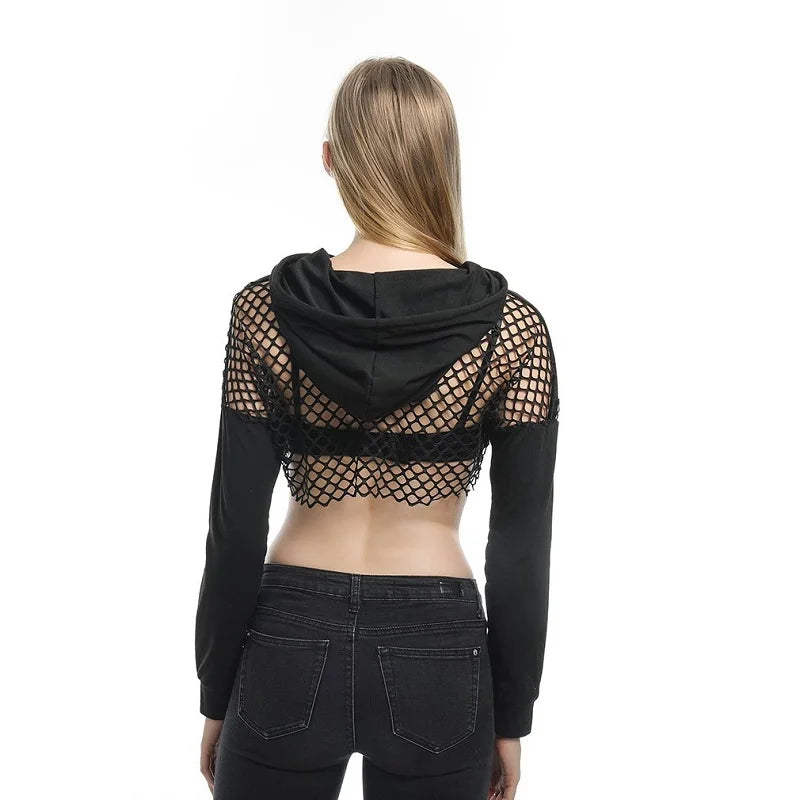 Oversized Street Mesh Patchwork Hoodie