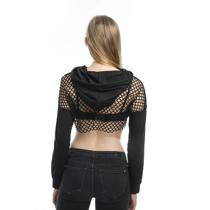 Oversized Street Mesh Patchwork Hoodie