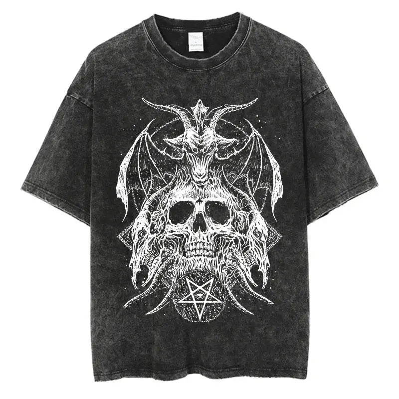 Washed Graphic Print Harajuku Hip Hop T-Shirt