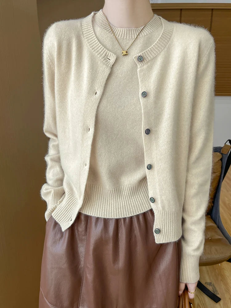 Cardigan Pullover Twin set Sweater 100% Merino Wool