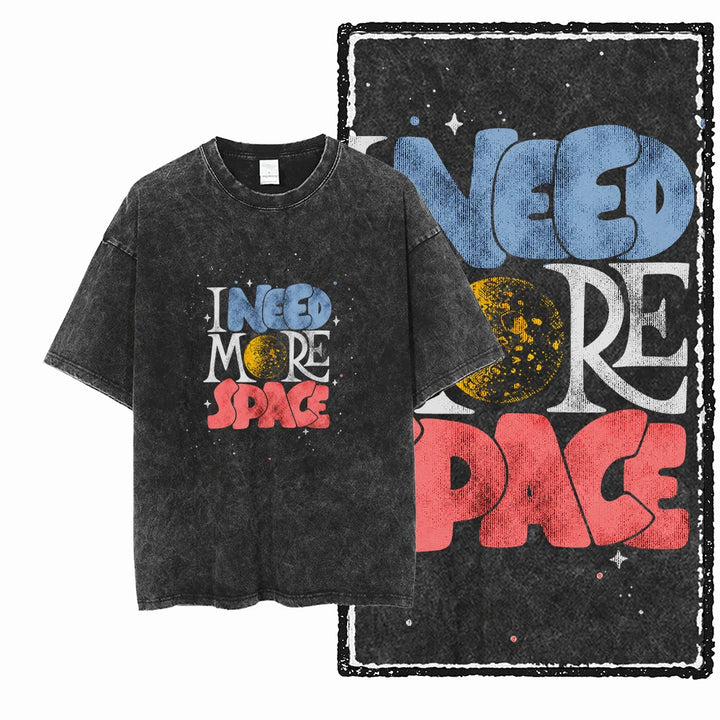 Oversized Washed Retro Finish Print Tees