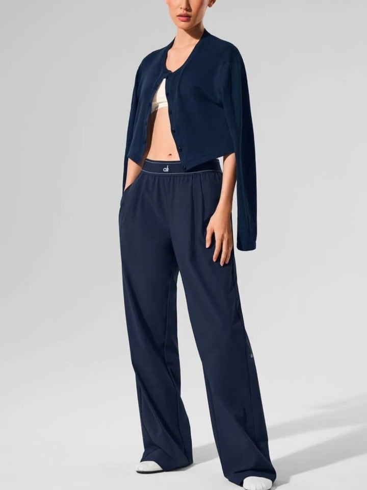 Wide Leg Baggy Sweatpants with Solid Elastic Waist