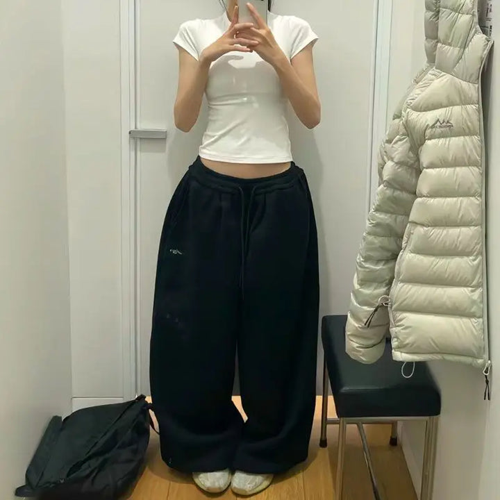 American Retro Lazy Loose Wide Leg Casual Sweatpants