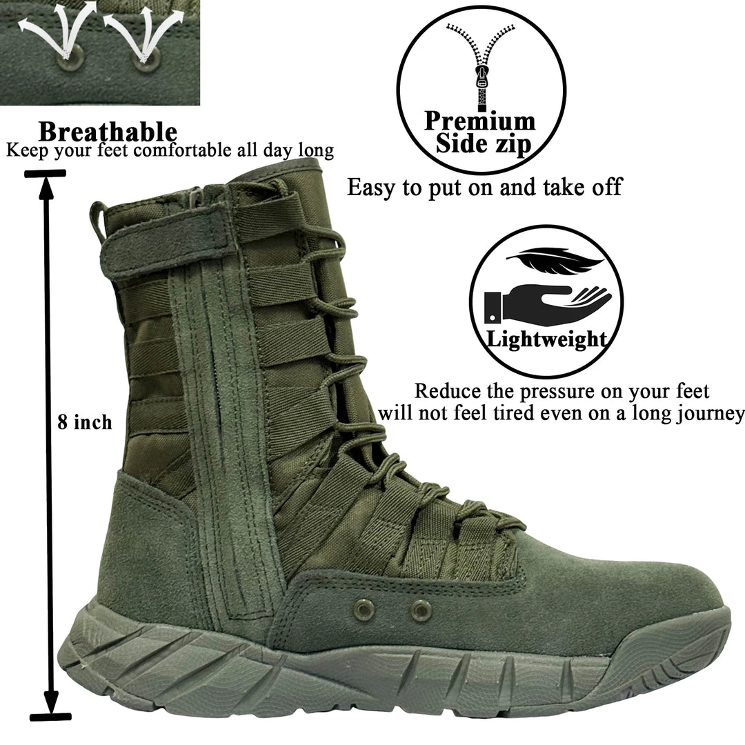 Men's Lightweight Suede Tactical Combat Boots