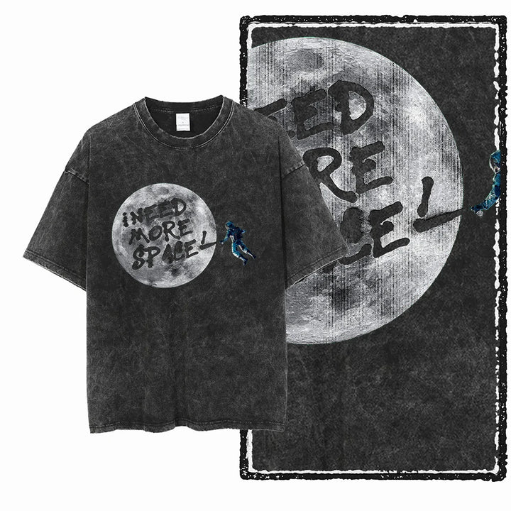 Oversized Washed Retro Finish Print Tees