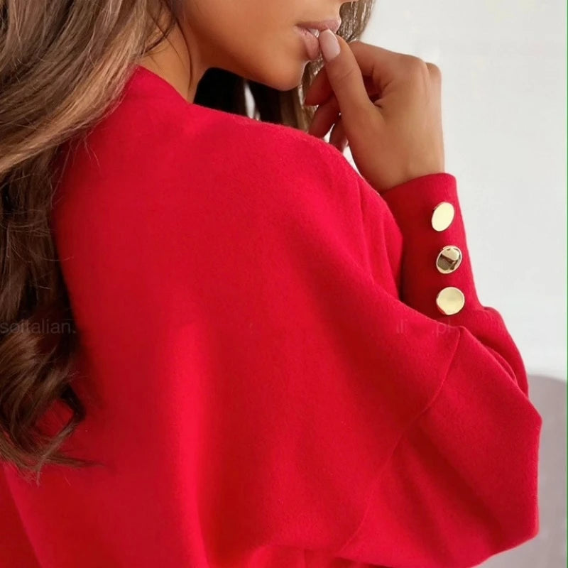Long Sleeve V-Neck Knitted Sweater
