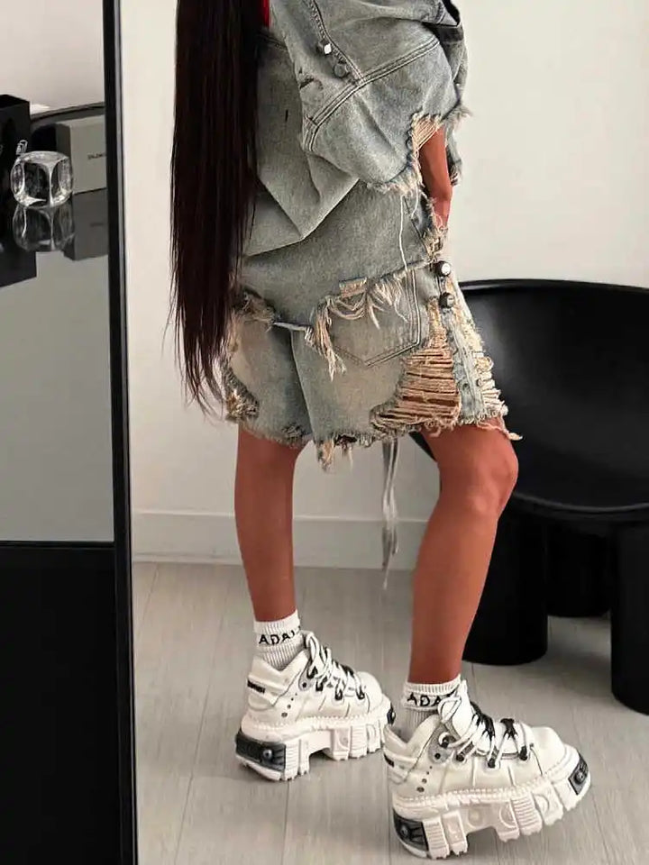 Tomboy Goblin Core Harajuku Ripped Denim Shorts