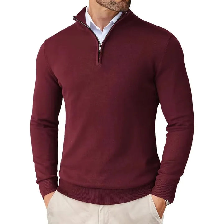 Lightweight Slim Fit Quarter Zip Mock Neck Pullover Sweater