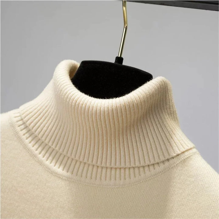 Elegant Women's Thick Velvet Lined Turtleneck Sweater