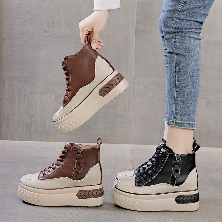 High Top Genuine leather 8cm Platform Boots