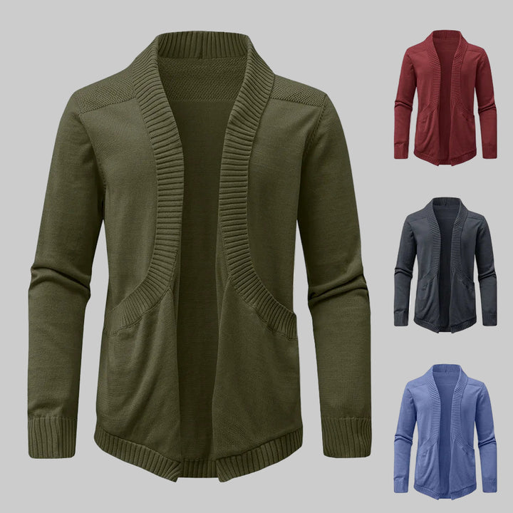 Classic V-Neck Solid Color Knit Cardigan