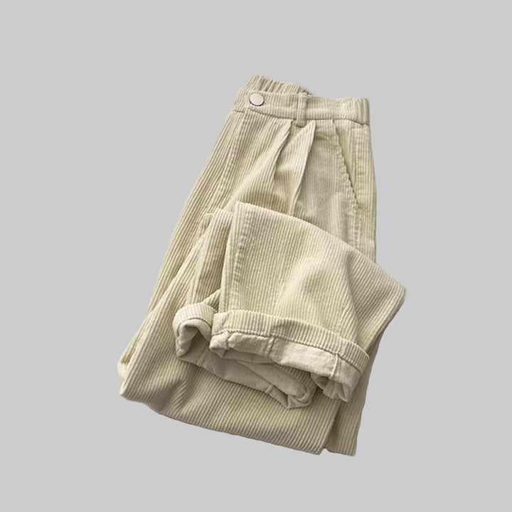 Retro High-Waist Corduroy Pants