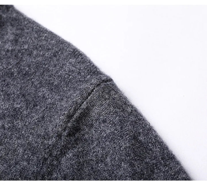 Knitted Cotton Blend Classic V-Neck Pullover