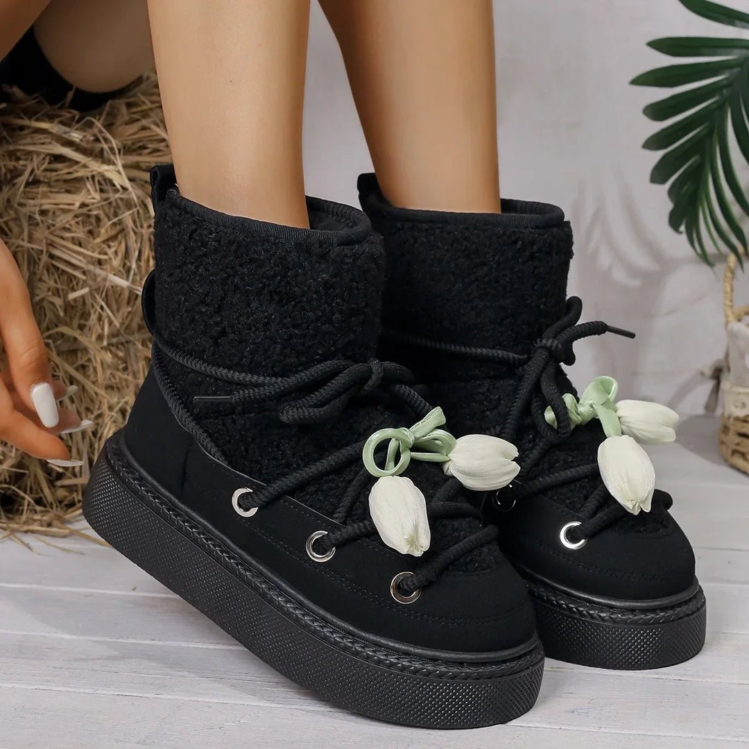 Quilted Cotton Ankle Winter Boots
