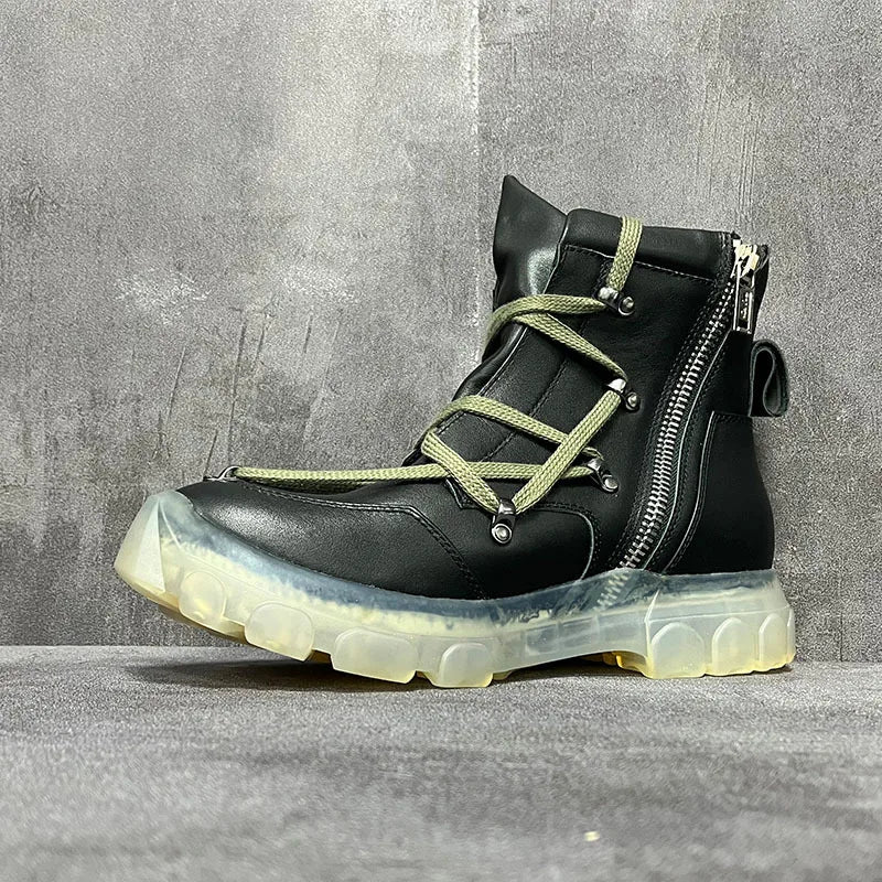 Unisex Luxury Leather High Top Platform Sneakers