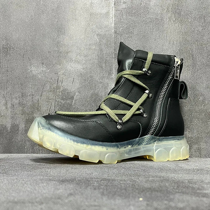 Unisex Luxury Leather High Top Platform Sneakers
