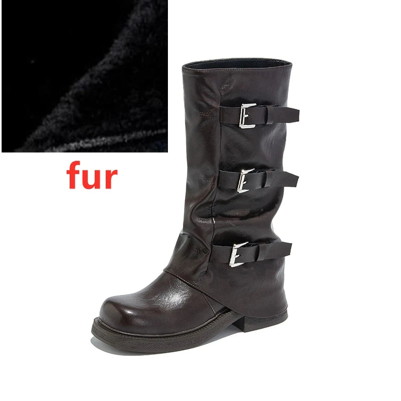 Square Toe Pleated Western Cowboy Boots