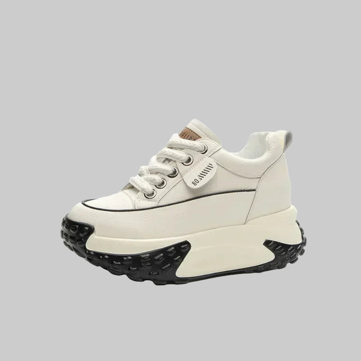 Genuine Leather Wedge Sneakers