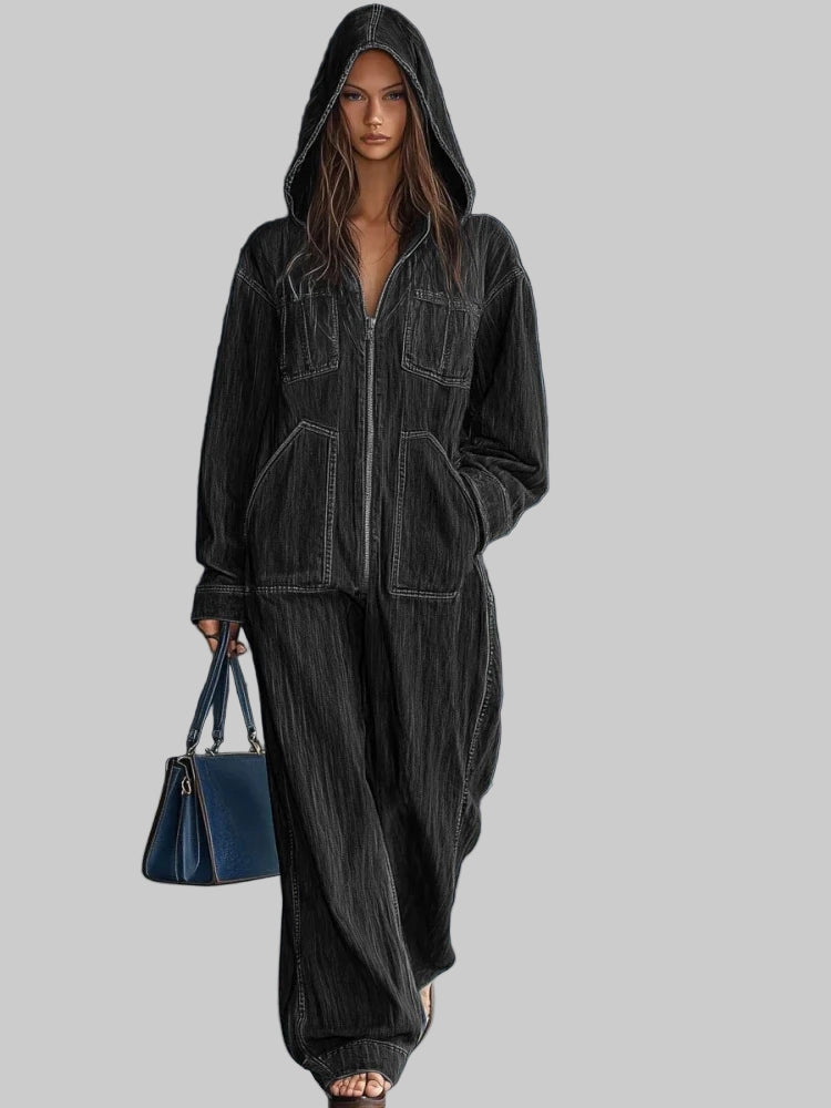 Autumn Winter Loose Fit Denim Jumpsuit