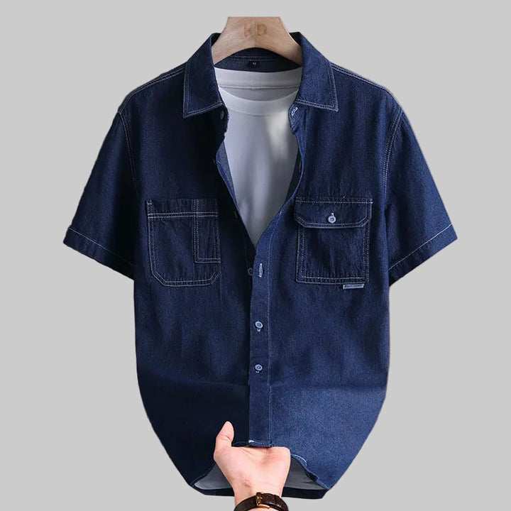 Short Sleeve Casual Denim Shirt