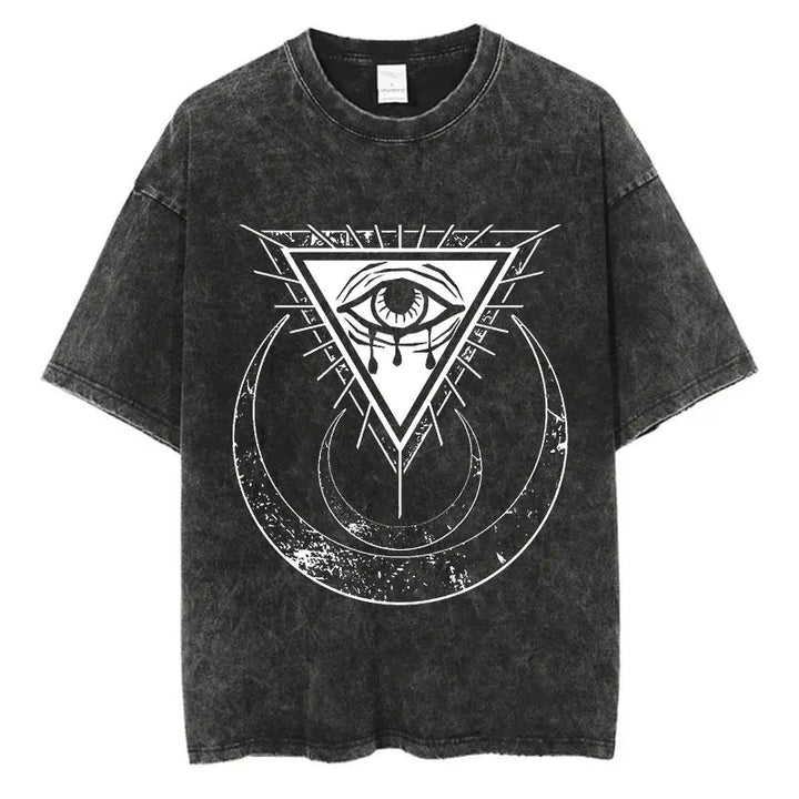 Washed Graphic Print Harajuku Hip Hop T-Shirt