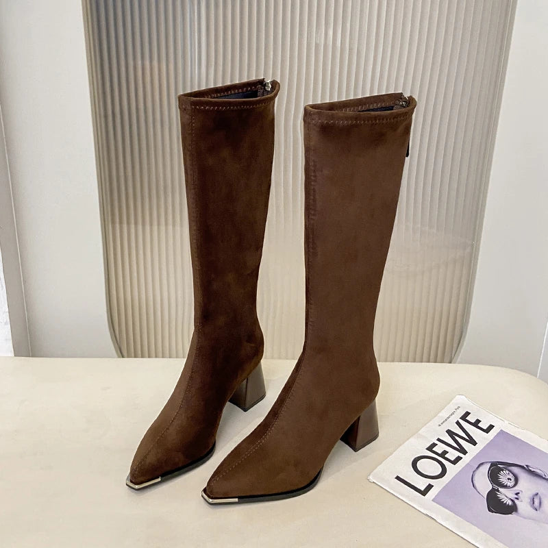 Chic Pointed Toe Suede Boots