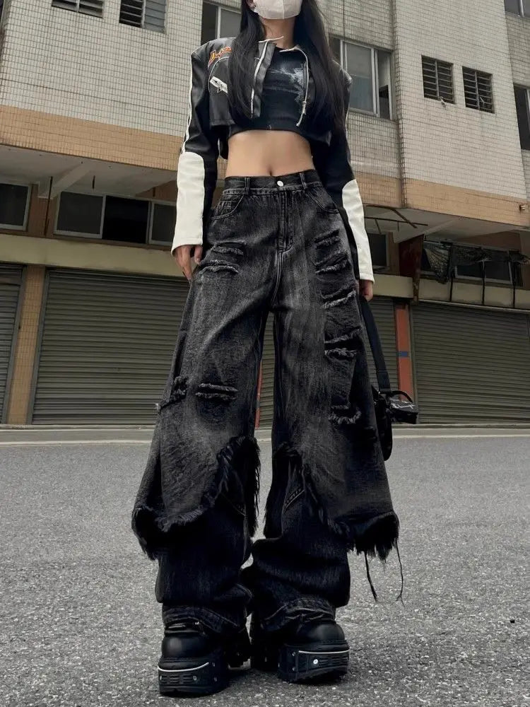 Oversized American Gothic Patchwork Jeans