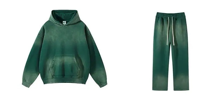 Unisex Retro Tie-Dye Two-Piece Hooded Set