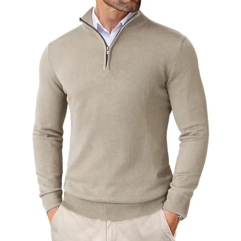 Lightweight Slim Fit Quarter Zip Mock Neck Pullover Sweater