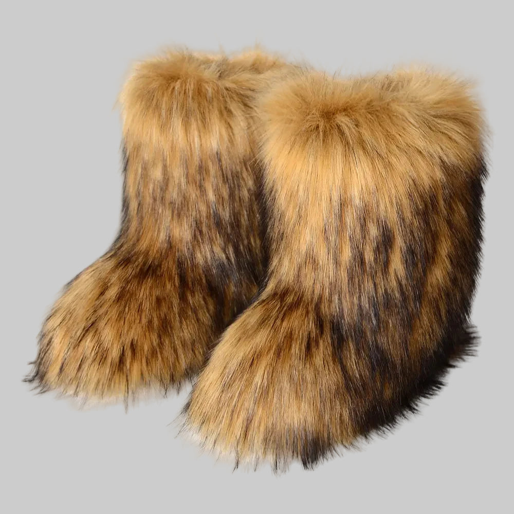 Plush Faux Fox Fur Winter Boots