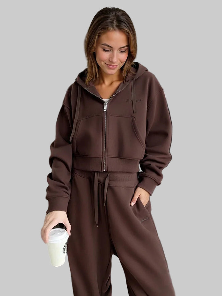 2-Piece Velvet Fleece Sweatsuit Set