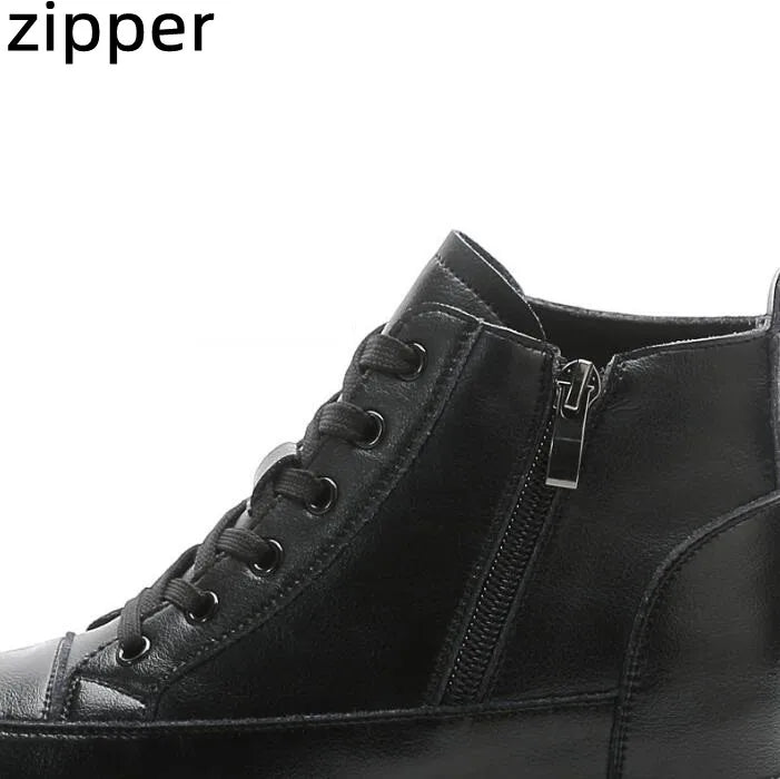Genuine Leather Chunky Ankle Boots