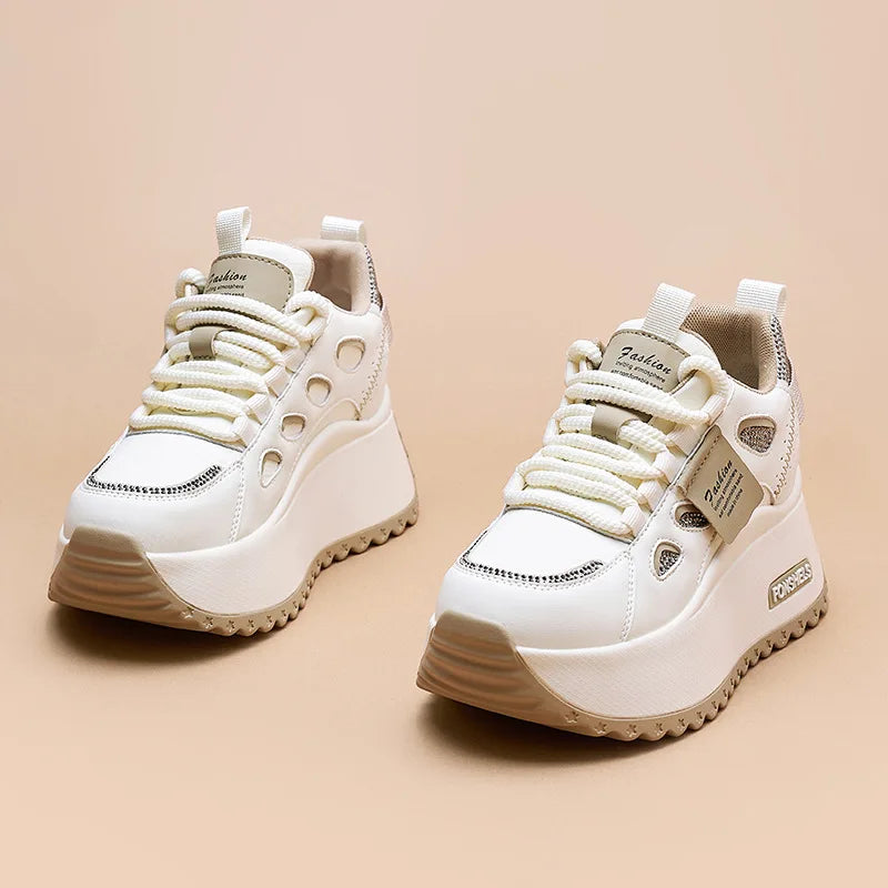 3-Inch Genuine Leather Platform Sneakers