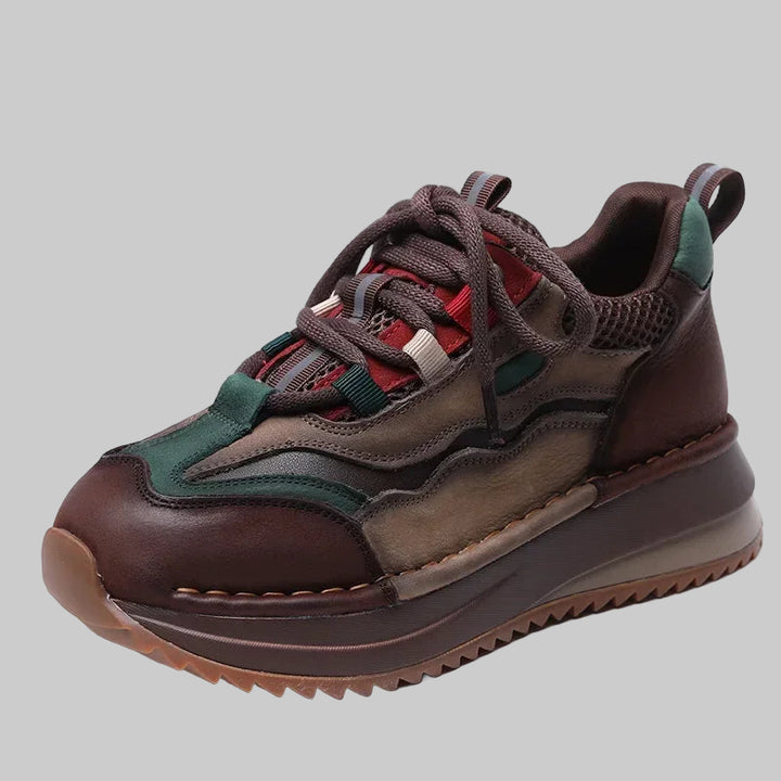 4cm Genuine Leather Chunky Sneakers
