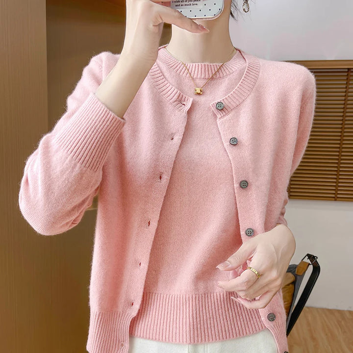 Cardigan Pullover Twin set Sweater 100% Merino Wool