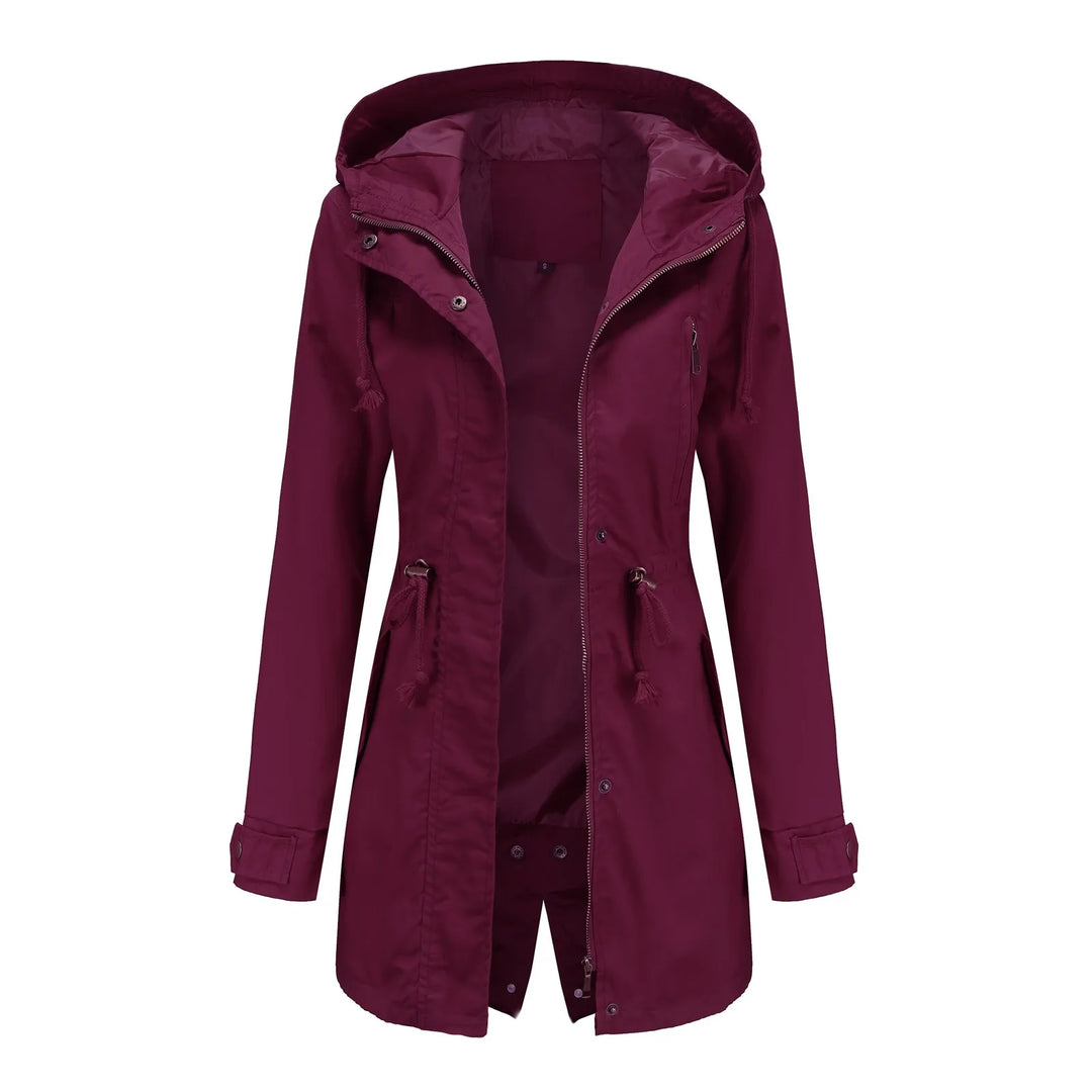 Hooded Drawstring Waist Oversized Windbreaker