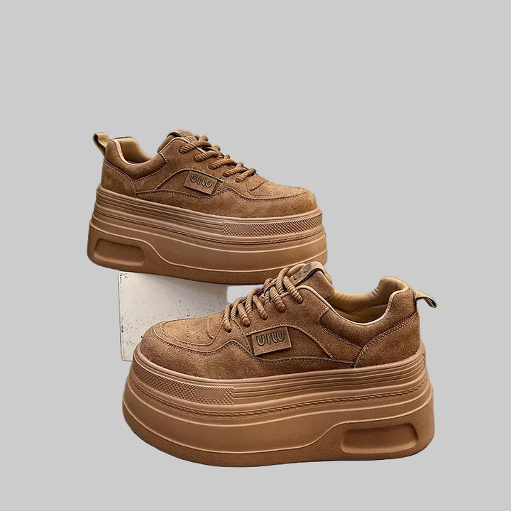 Retro Matte Leather Chunky Sneakers