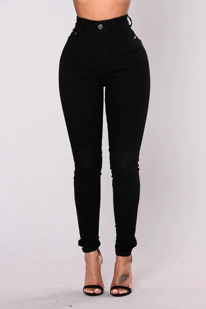 Ankle Length High-Waisted Denim Pencil Jeans