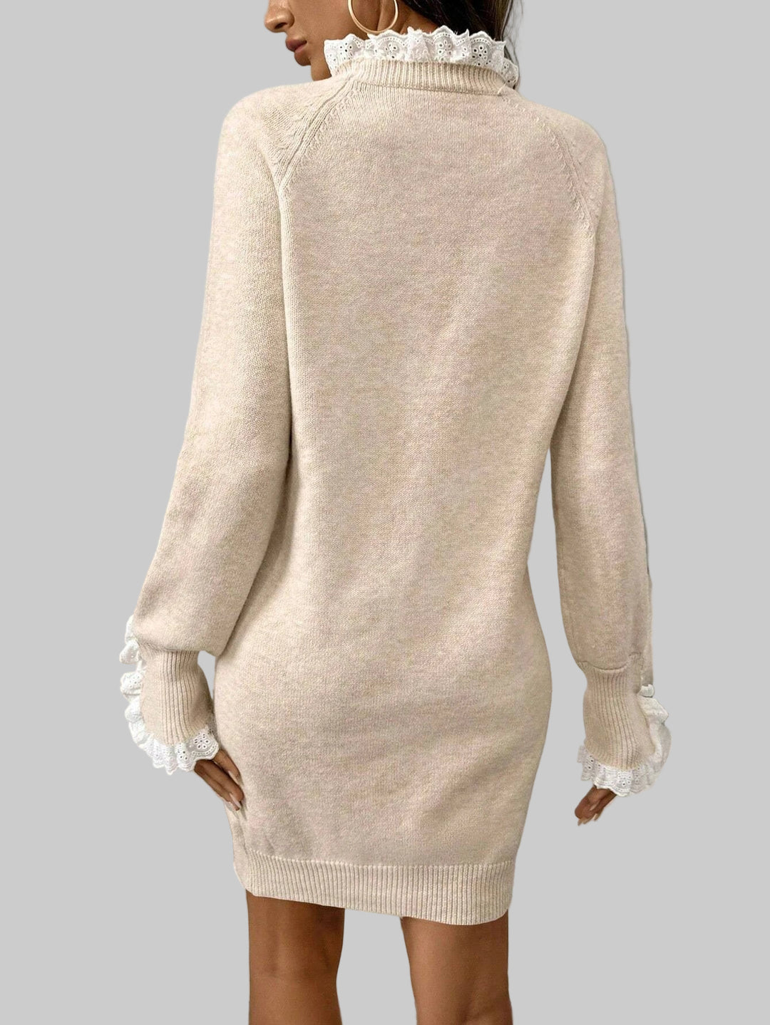 Lace Splicing Slim Knit Top Sweater