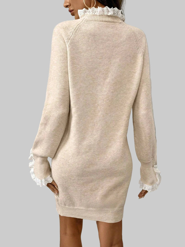 Lace Splicing Slim Knit Top Sweater