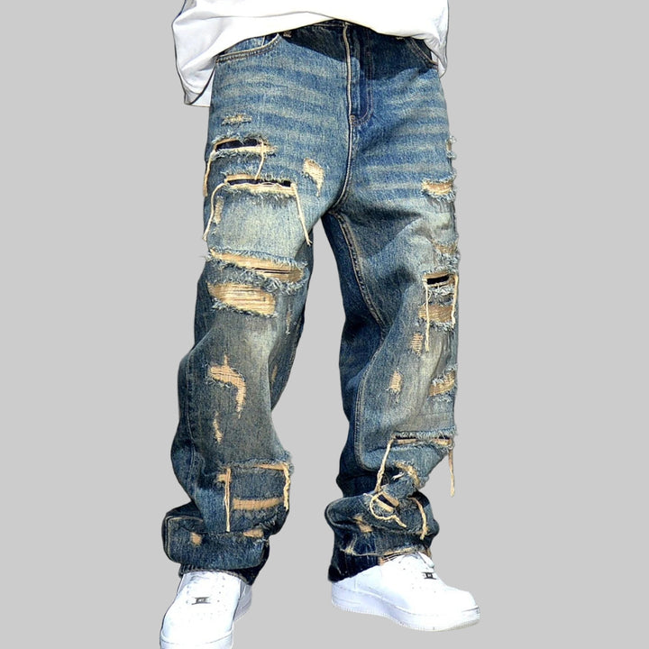 Ripped Distressed Denim Baggy Jeans