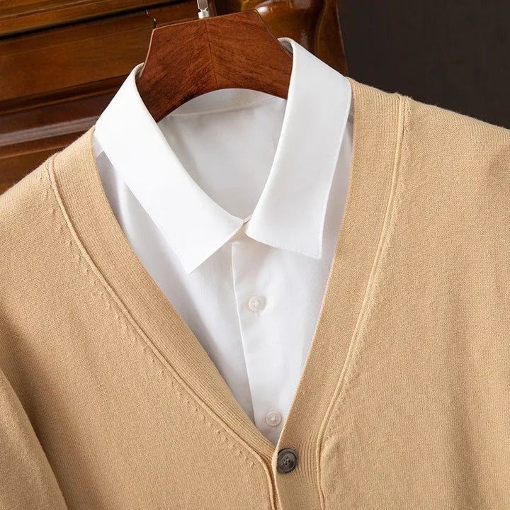 Classic V-Neck Solid Color Sweater Cardigan