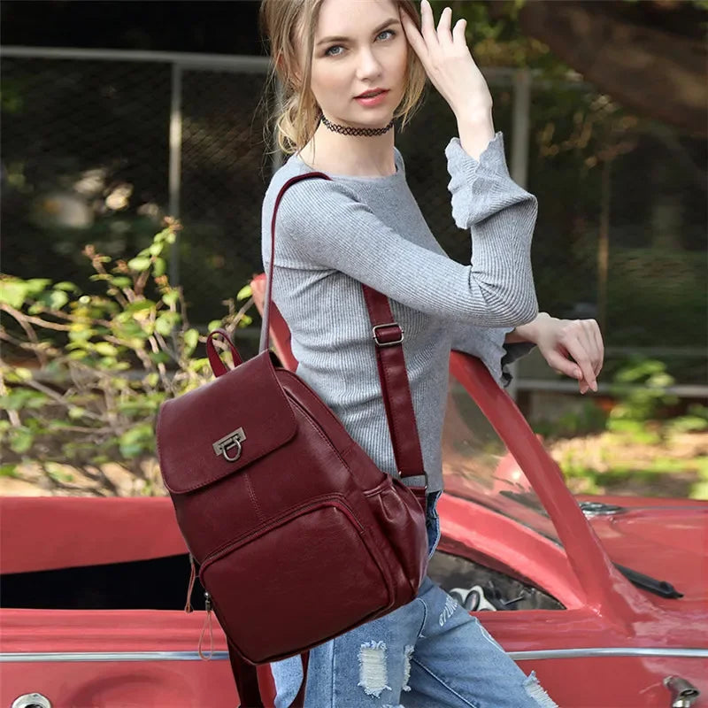 Large Capacity PU Leather Backpack