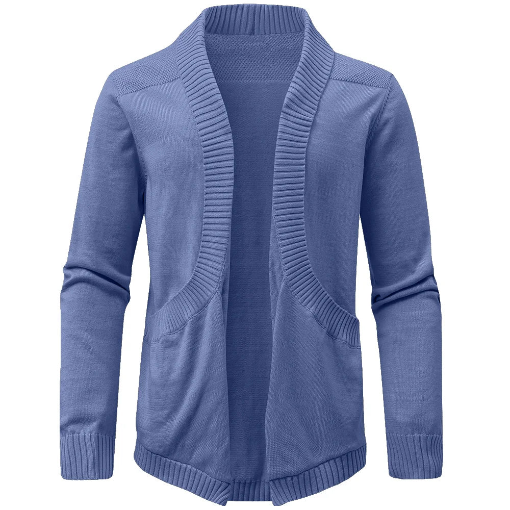 Classic V-Neck Solid Color Knit Cardigan