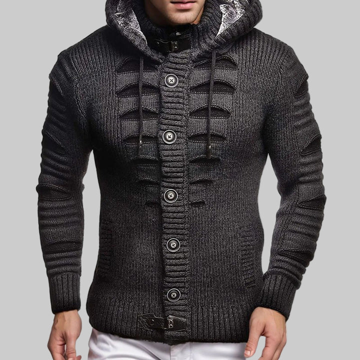 Hooded Knitted Long Sleeve Cardigan Sweater