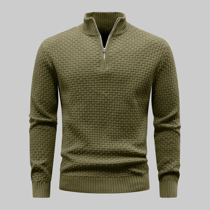 Winter Soft Waffle Knit Warm Zip-Up Sweater