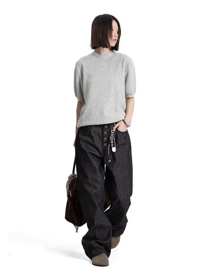 5 Buckle High-Waisted Baggy Jeans