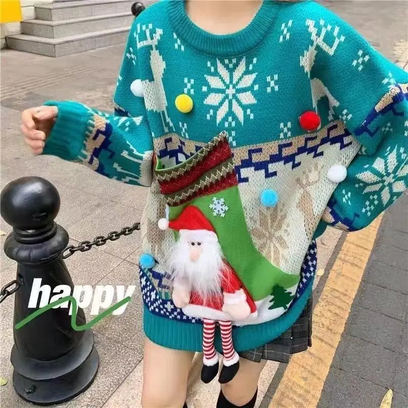 3D Cartoon Knitted Christmas Sweater