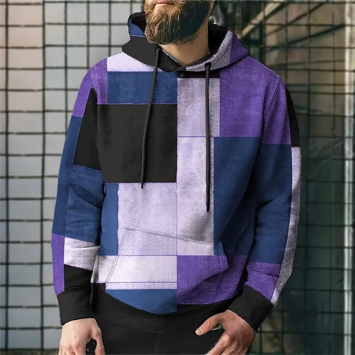 Oversized Vintage Patchwork Color Block 3D Print Hoodies